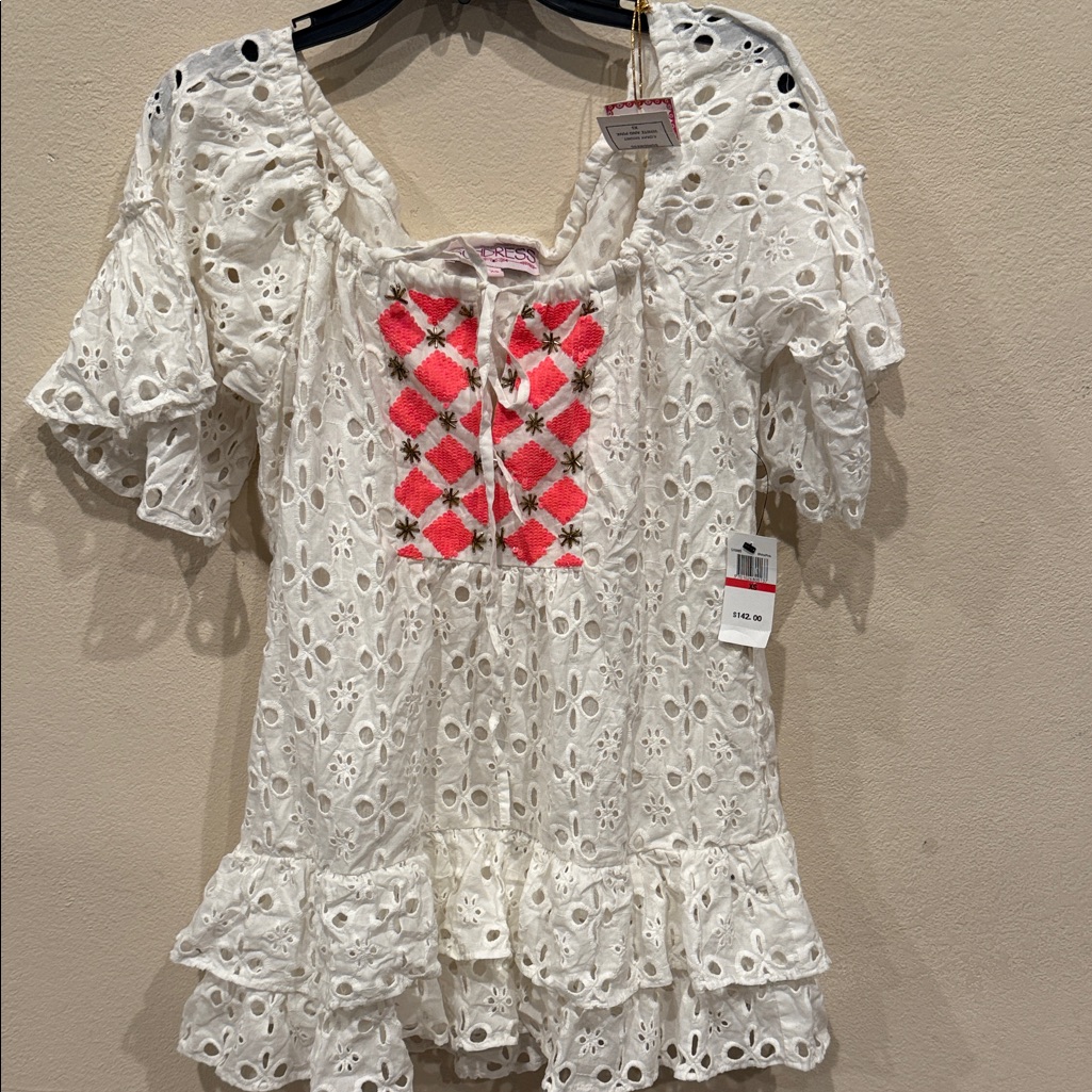 Nwt Sundress Bikini Swimsuit Cover Up Dress White Pink Size Xs